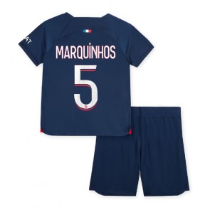 Paris Saint-Germain Marquinhos #5 Koszulka Podstawowych Dziecięca 2023-24 Krótki Rękaw (+ Krótkie spodenki)